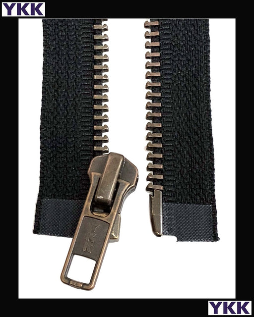 High End YKK Zippers Finest Quality Zipper-36 Inch YKK 5 Excella Antique  Brass Zipper Closed Bottom Black 