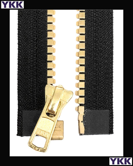 #5 Separating Vislon® Mirror finish Gold (4"~36") - Zipper and Thread