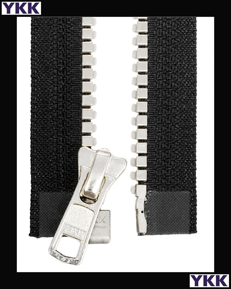 #5 Separating Vislon® Mirror finish Silver (4"~36") - Zipper and Thread