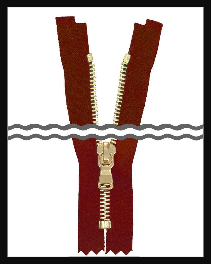 #5 Closed / Shiny Brass (7"~34") - Zipper and Thread