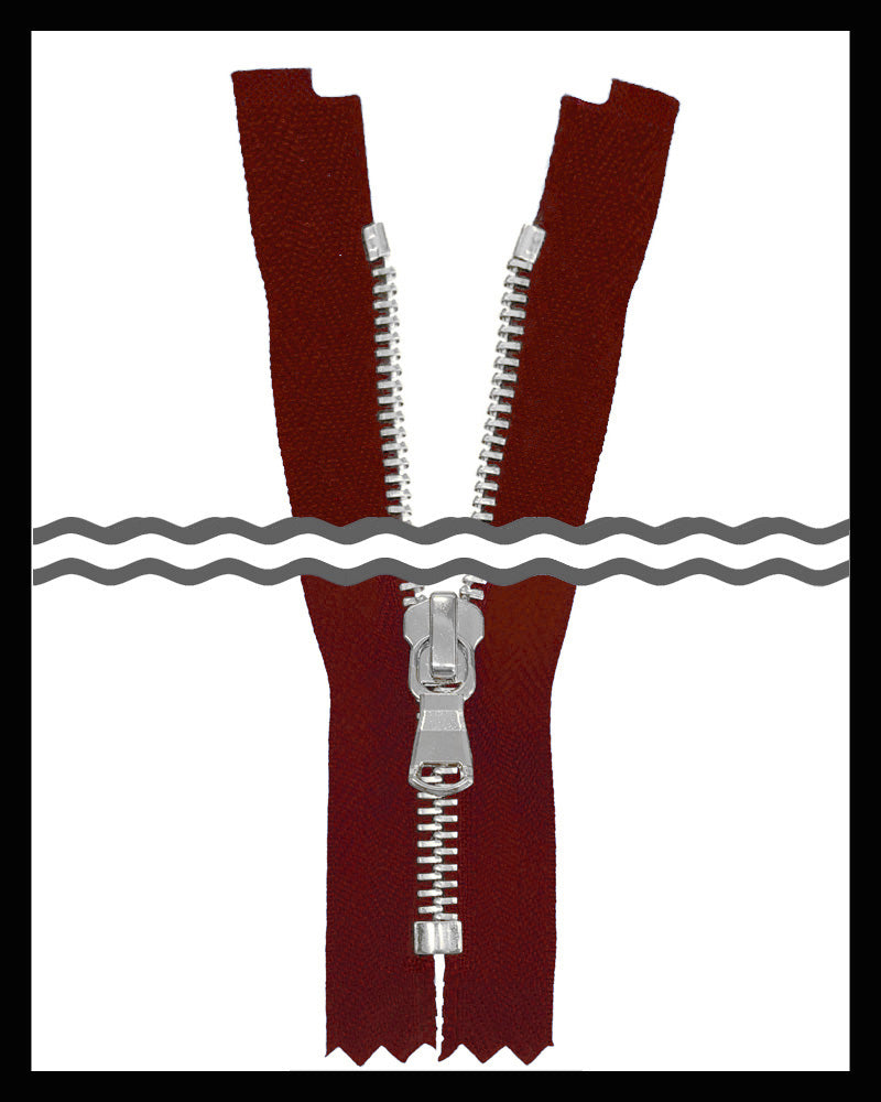 #5 Closed / Shiny Silver (7"~34") - Zipper and Thread
