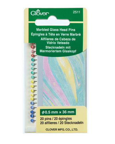 Marbled Glass Head Pins - Zipper and Thread