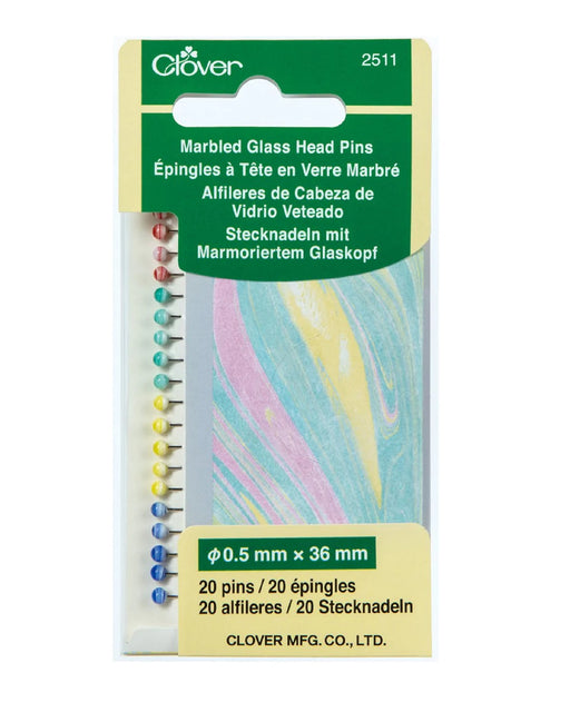 Marbled Glass Head Pins - Zipper and Thread