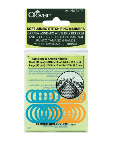 Soft Jumbo Stitch Ring Markers - Zipper and Thread