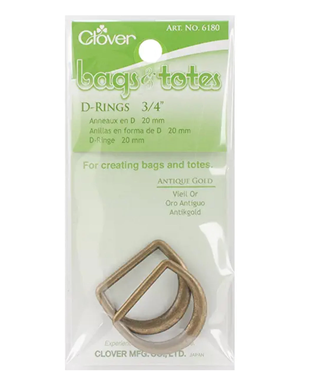 D-Rings 3/4" Antique Gold - Zipper and Thread
