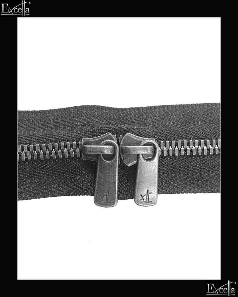 #3 Head-to-Head / Antique-Silver (4"~34") - Zipper and Thread