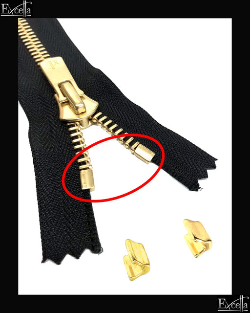 Top Stopper / Golden Brass (#3, #5, #8) - Zipper and Thread