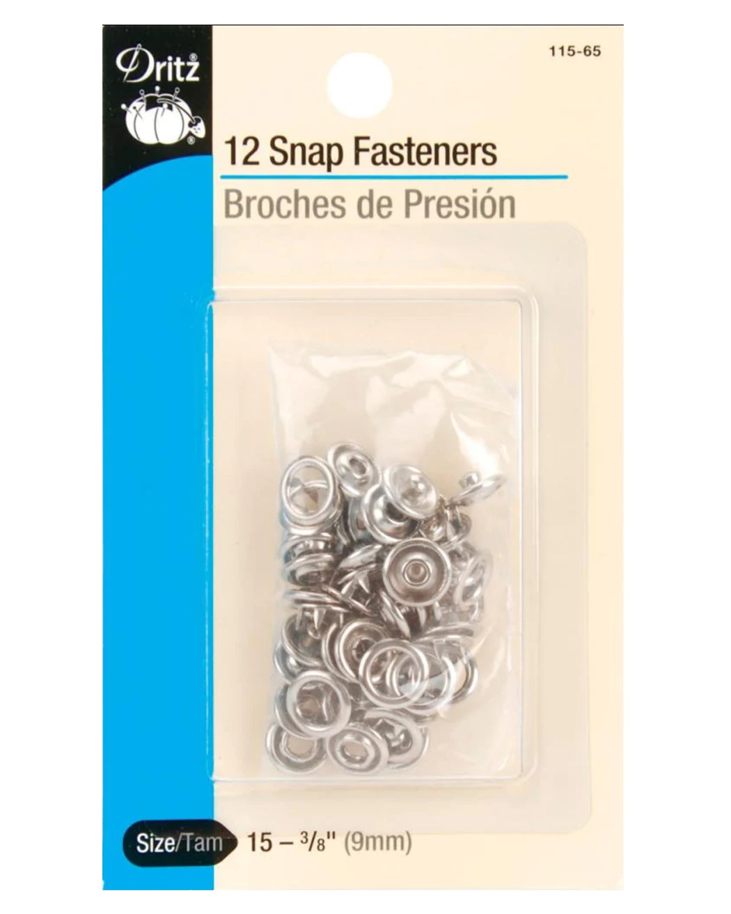 3/8" SNAP FASTENERS, 12 SETS, NICKEL For Sewing_ZIPPERANDTHREAD - Zipper and Thread