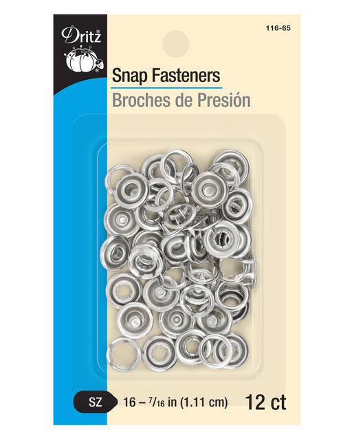 7/16" SNAP FASTENERS, 12 SETS, NICKEL For Sewing_ZIPPERANDTHREAD - Zipper and Thread