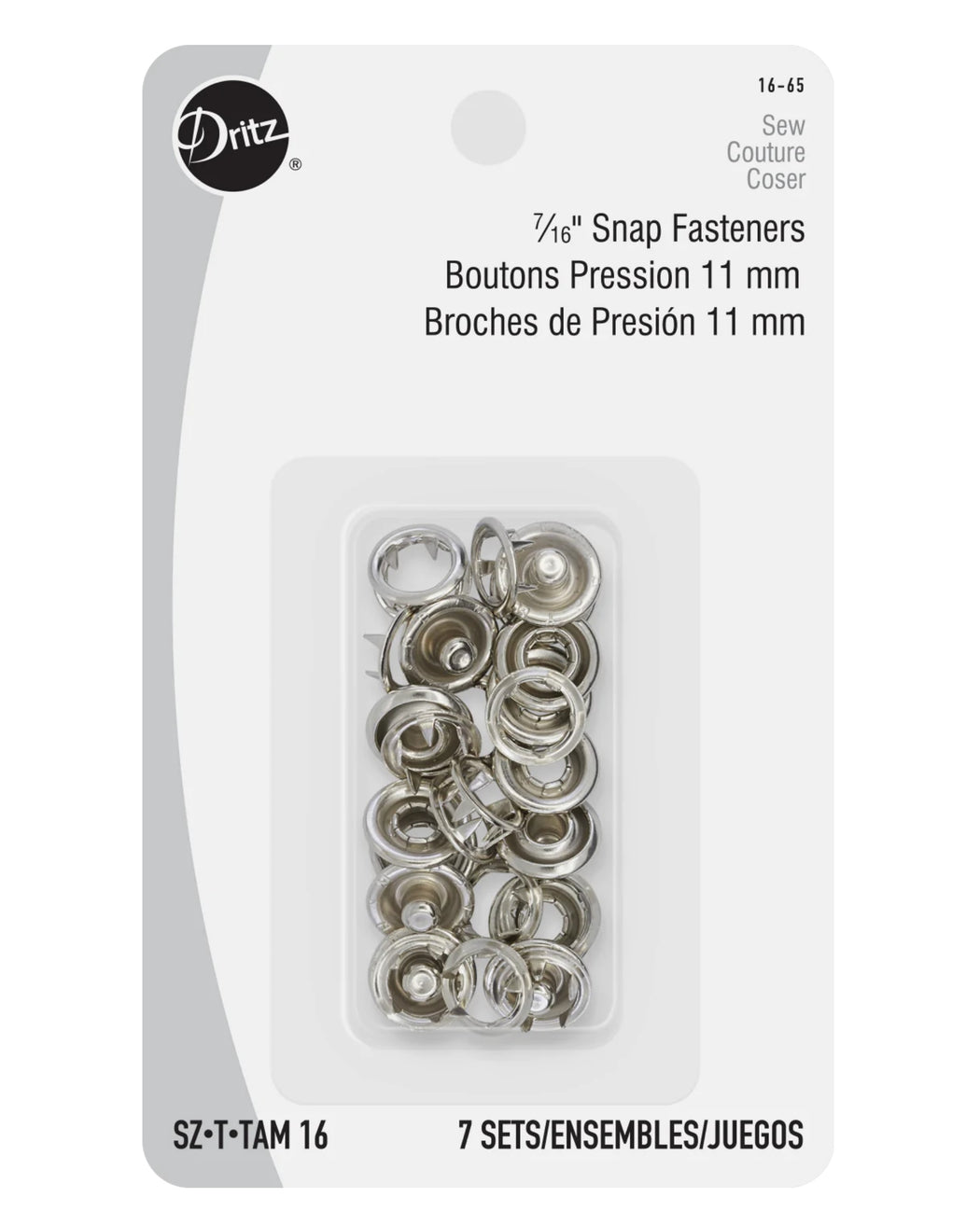 7/16" SNAP FASTENERS, 7 SETS, NICKEL For Sewing_ZIPPERANDTHREAD - Zipper and Thread