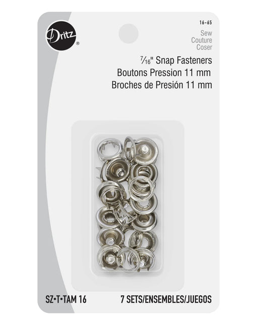 7/16" SNAP FASTENERS, 7 SETS, NICKEL For Sewing_ZIPPERANDTHREAD - Zipper and Thread