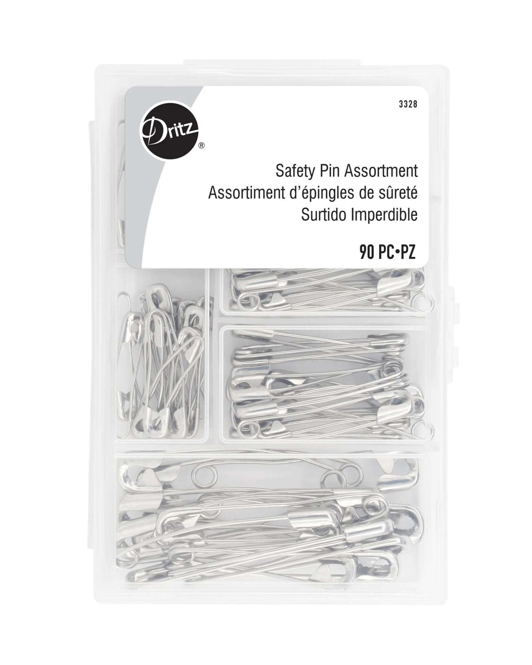 ASSORTED SAFETY PINS & STORAGE BOX - Zipper and Thread