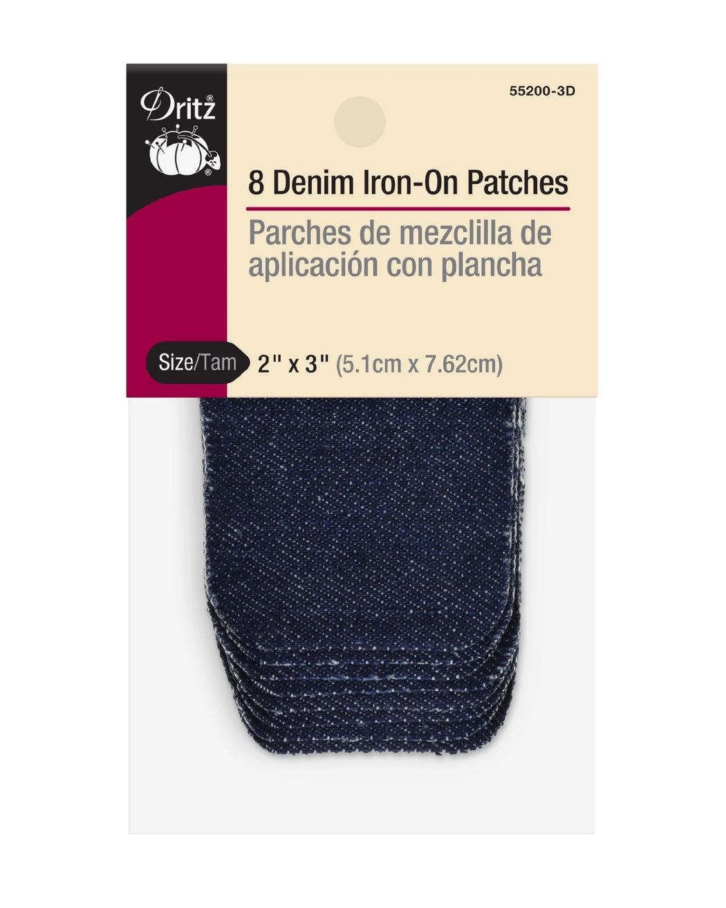 Denim Iron-On Patches, 2"x3" - Zipper and Thread
