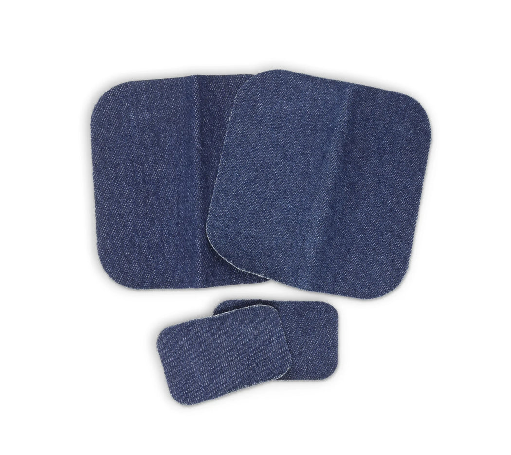 Denim Iron-On Patches, Assorted Sizes - Zipper and Thread