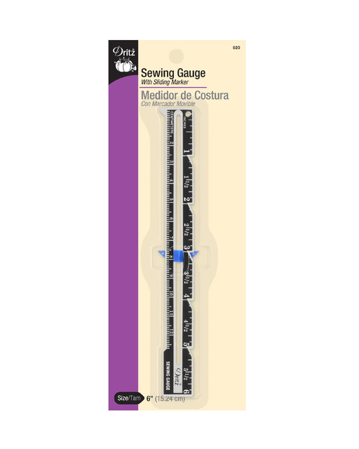 SEWING GAUGE WITH SLIDING MARKER - Zipper and Thread