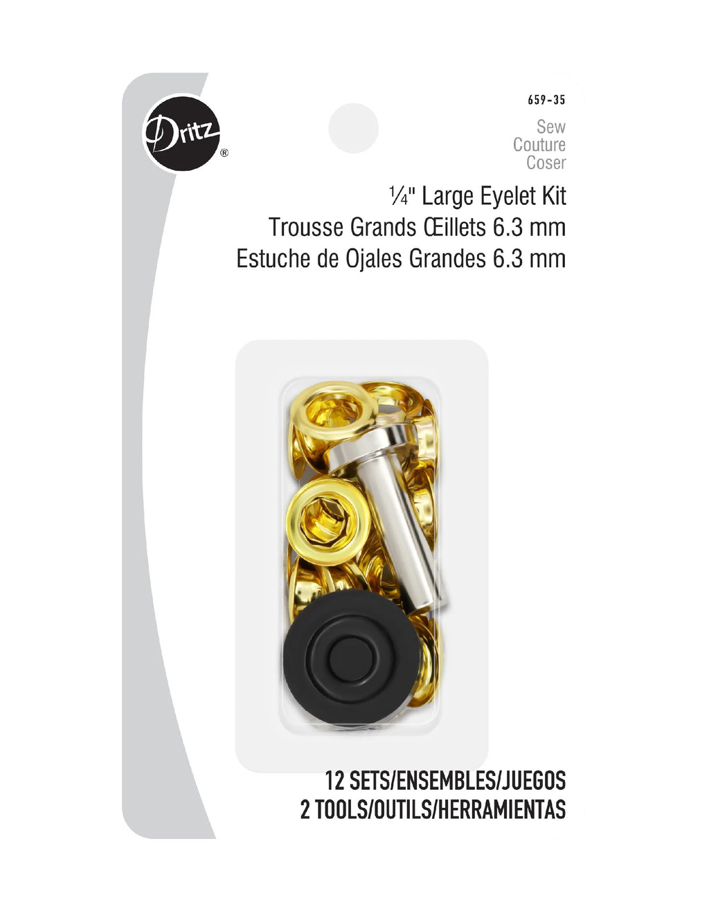 LARGE EYELETS & TOOLS, 1/4" - Zipper and Thread
