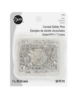 Curved Safety Pins, 1-1/16", NICKEL - Zipper and Thread