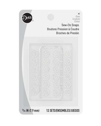 Sew-On Snaps Clear, 5/16" - Zipper and Thread