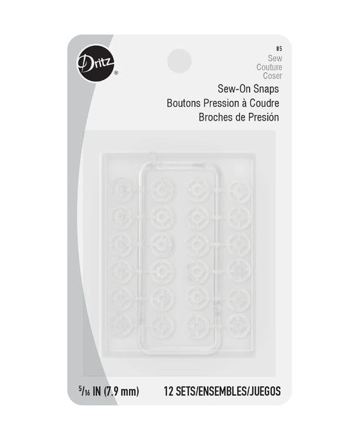 Sew-On Snaps Clear, 5/16" - Zipper and Thread